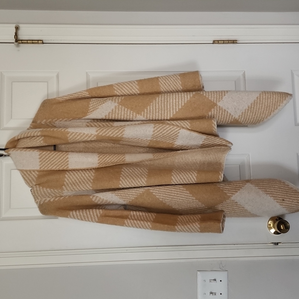 Pink Lily Tan Buffalo Plaid Cardigan